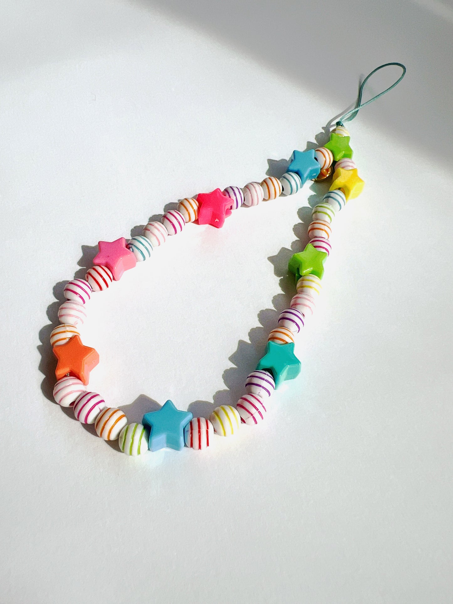 Striped Phone Strap with Star Charms