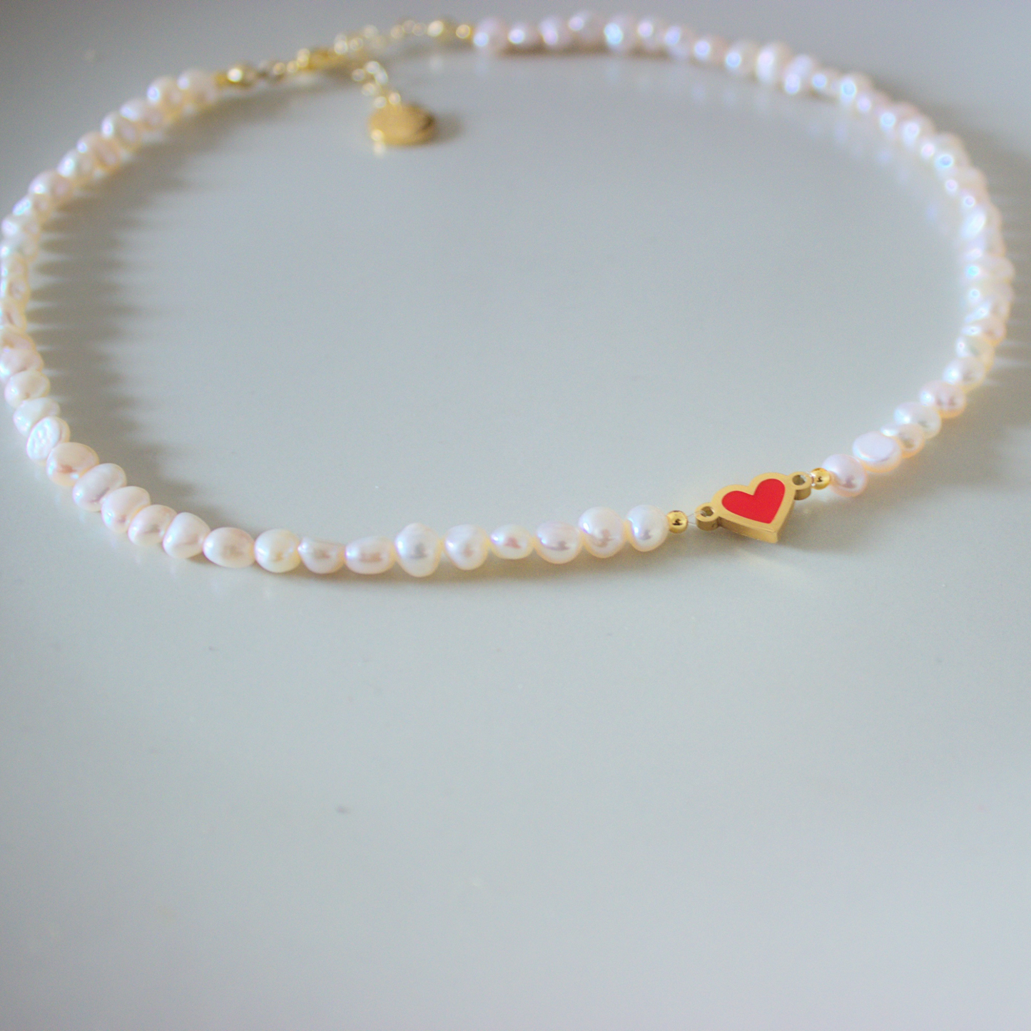 Pearl Enamel Heart Necklace