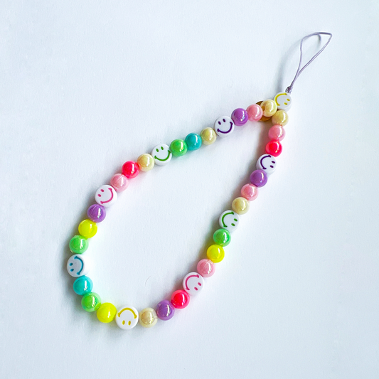 Colored Smiley Phone Strap