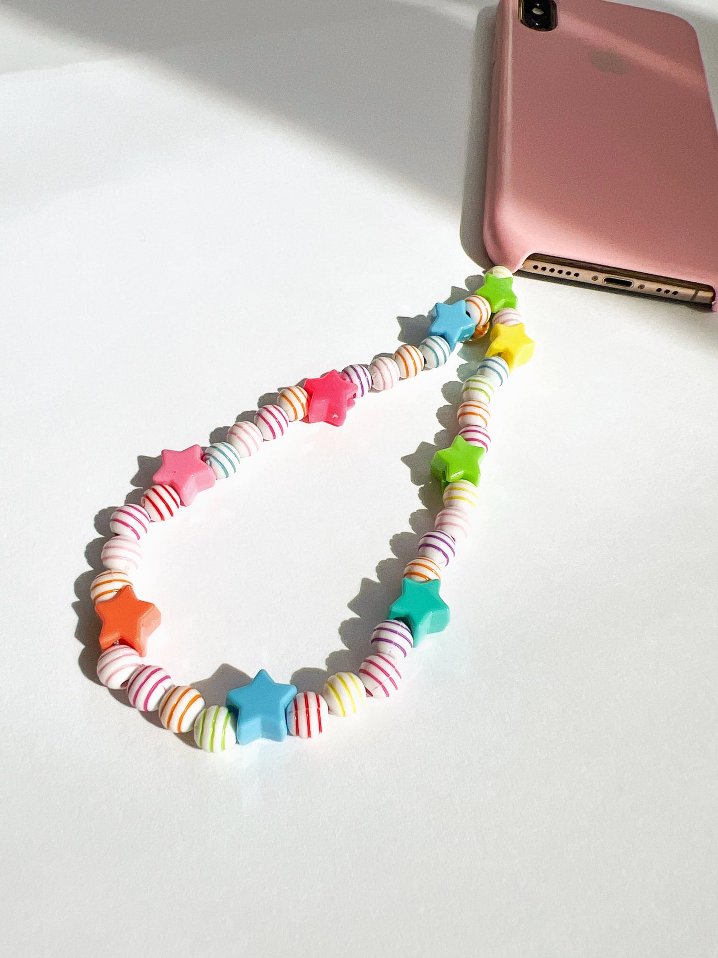 Striped Phone Strap with Star Charms